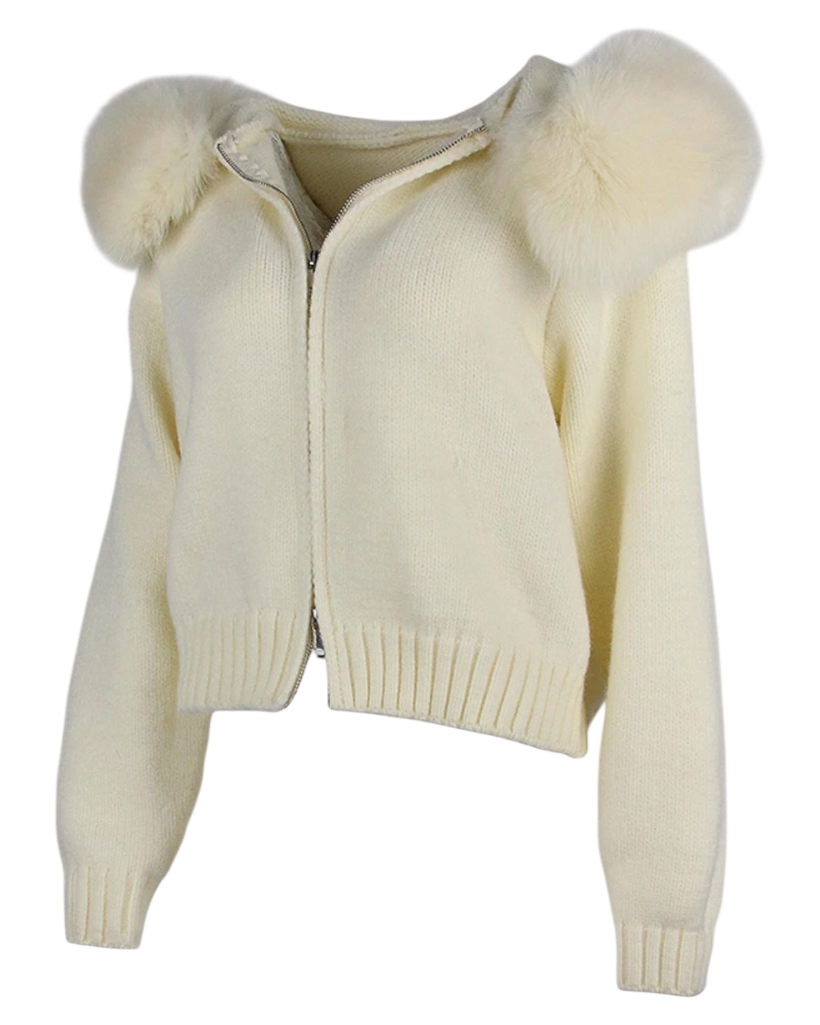 Strickhoodie 'Zip' creme
