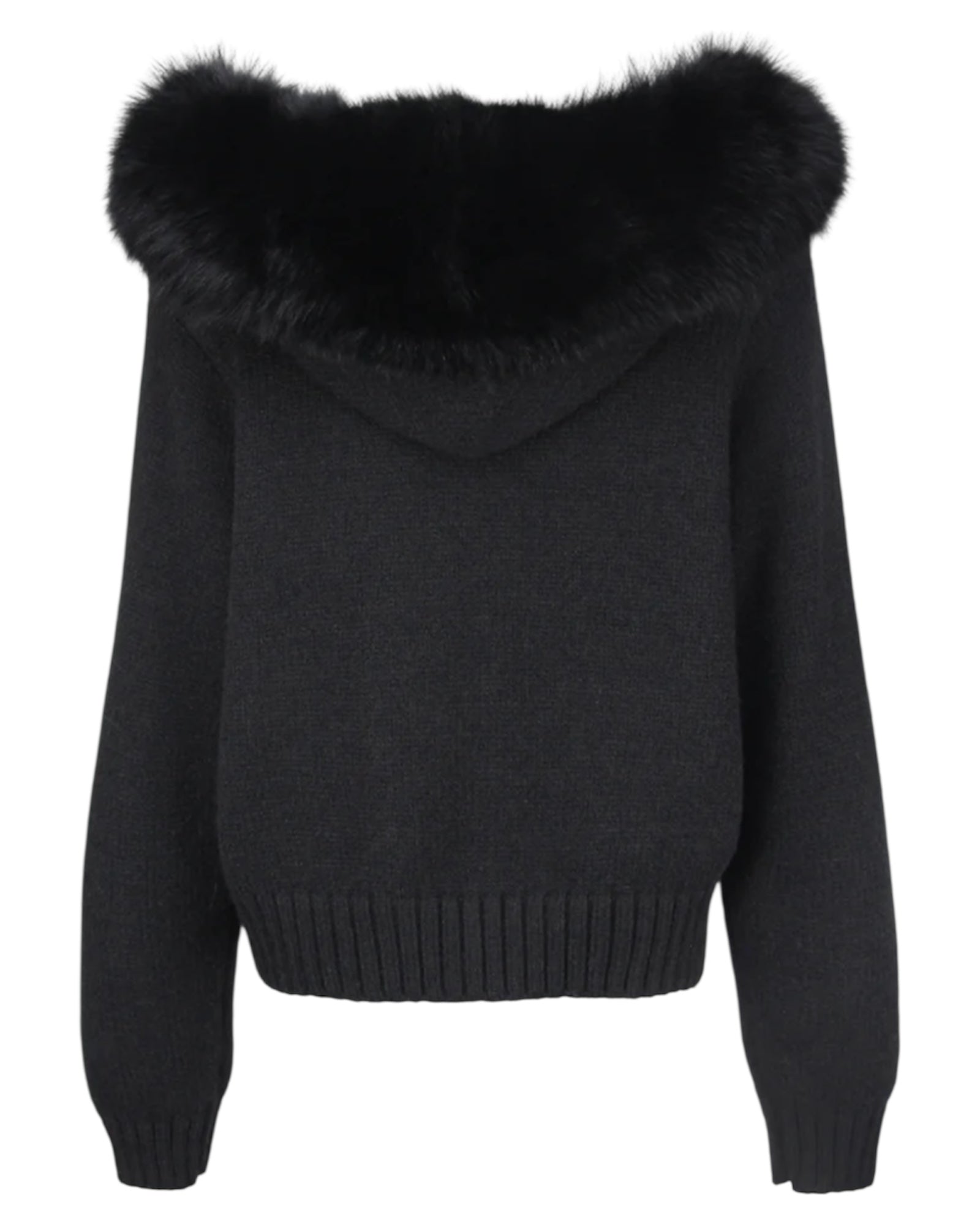 Strickhoodie 'Zip' schwarz