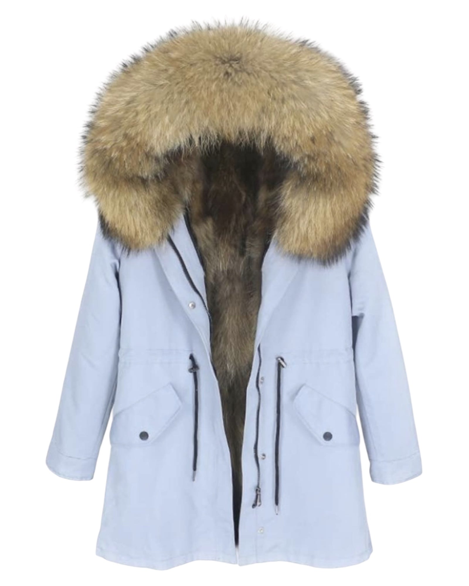 Luxury Parka in hellblau/grau