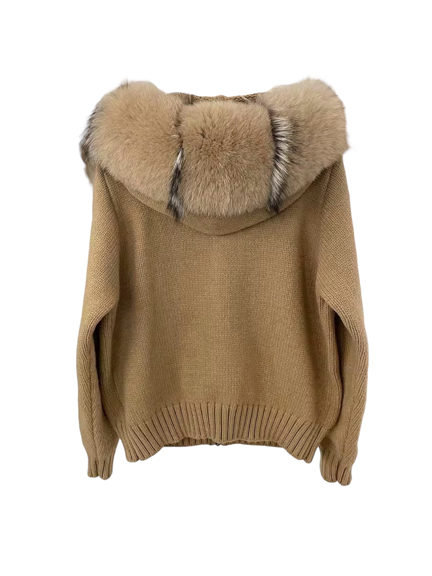 Strickhoodie 'Zip' camel/silber