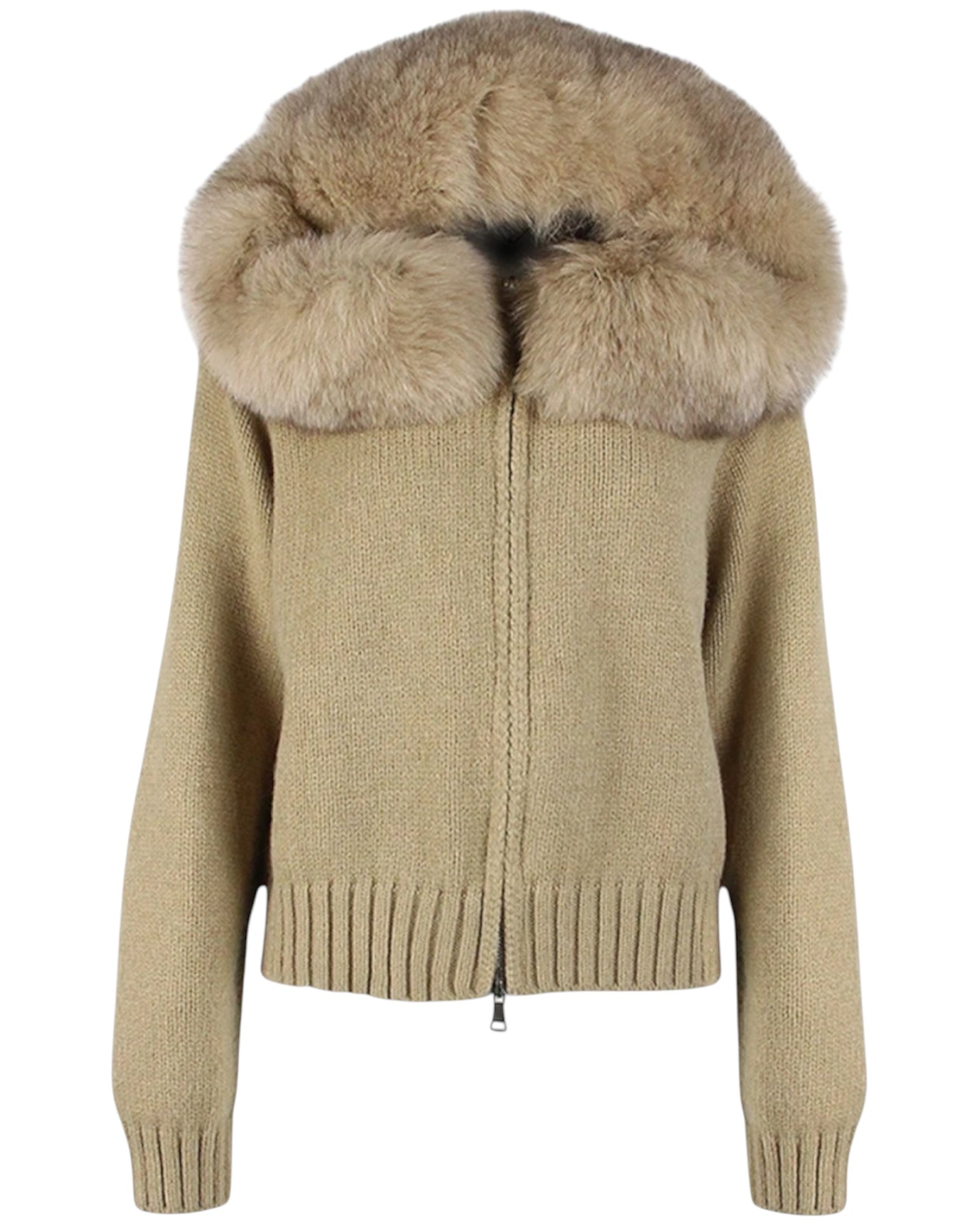Strickhoodie 'Zip' camel