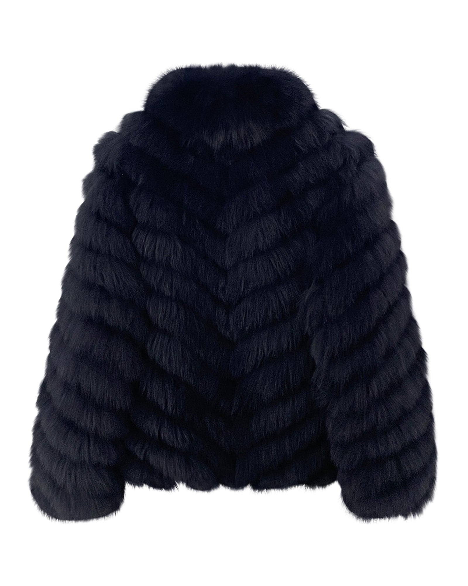 Pelzjacke 'Olivia' in schwarz/blau