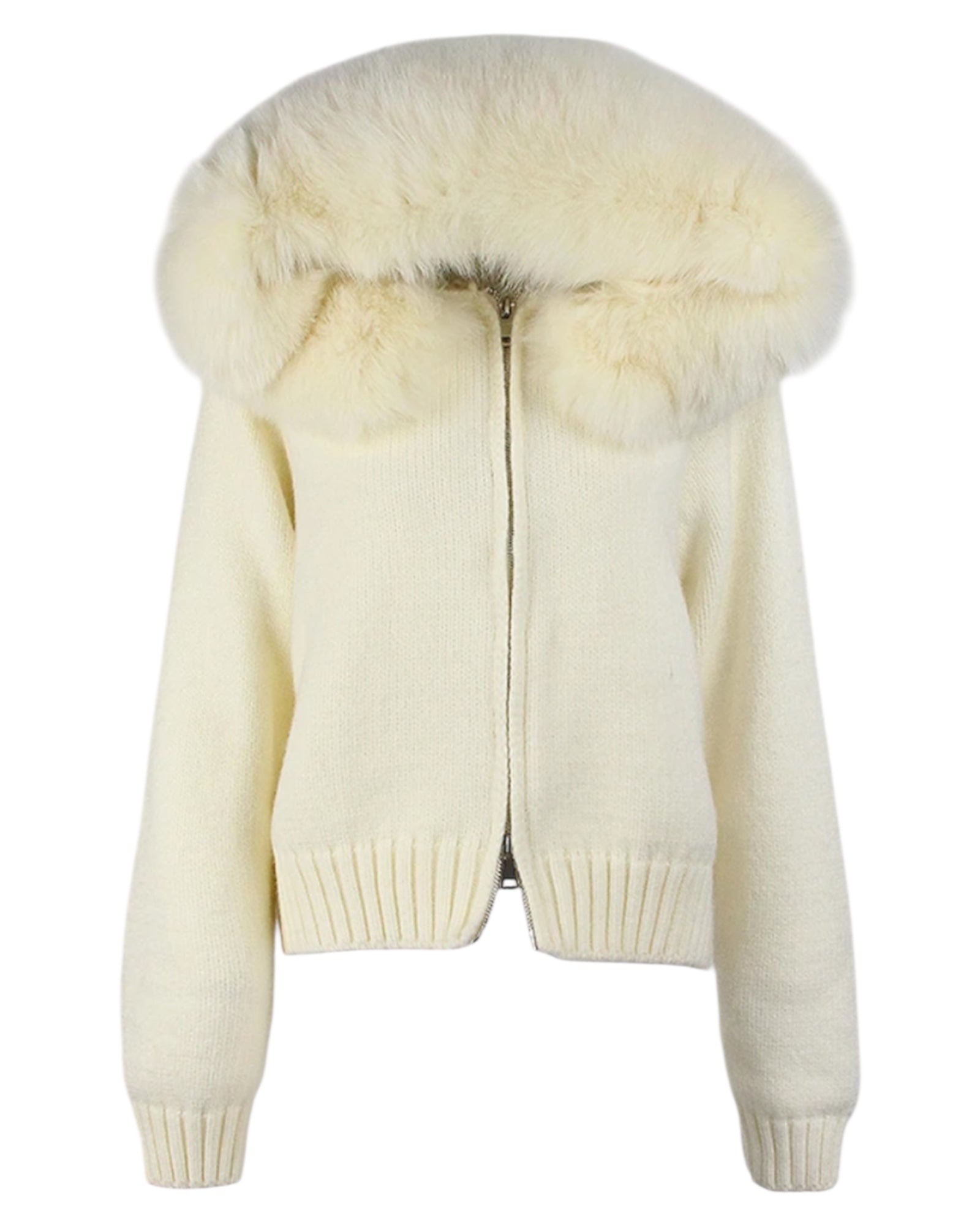 Strickhoodie 'Zip' creme