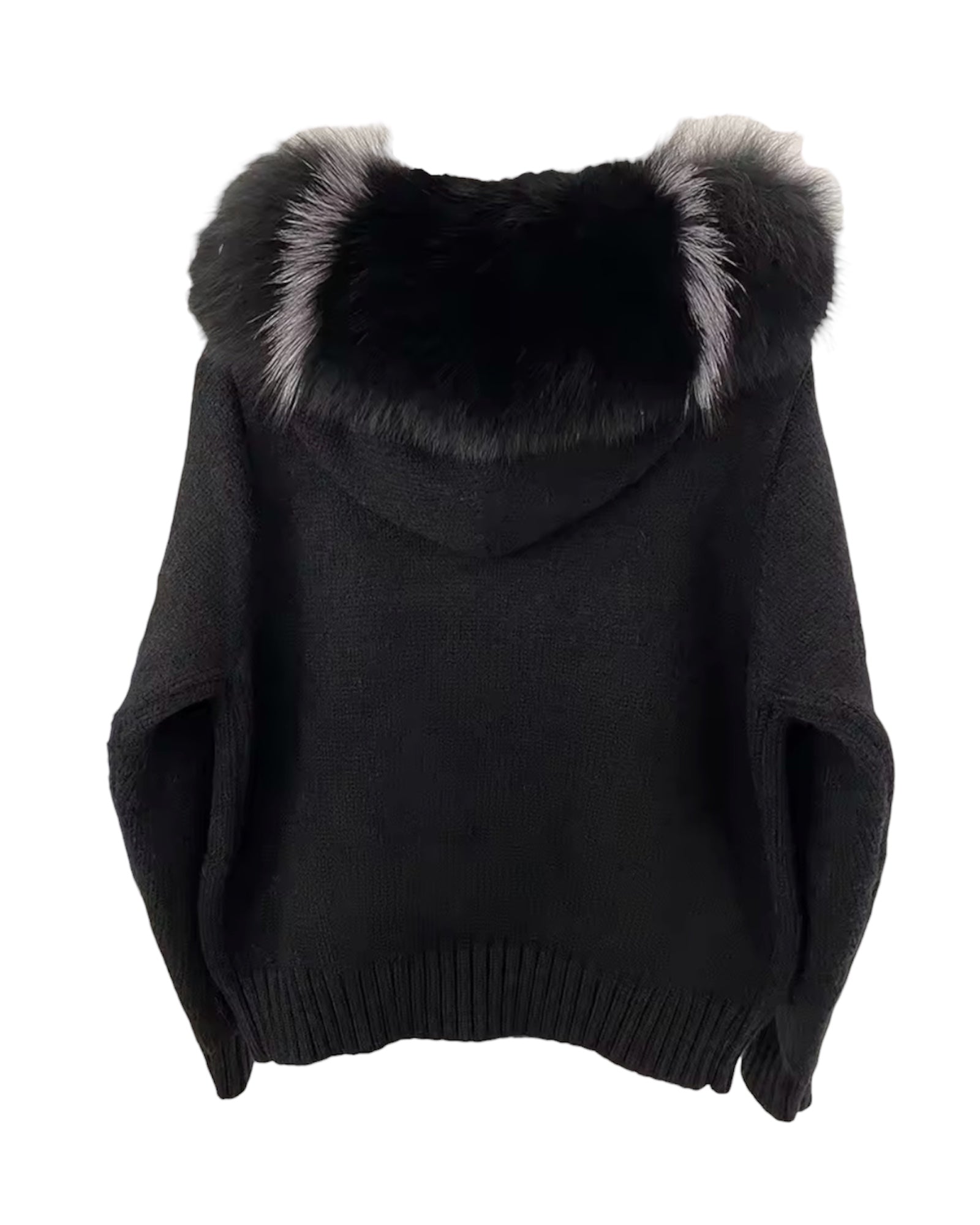 Strickhoodie 'Zip' schwarz/silber