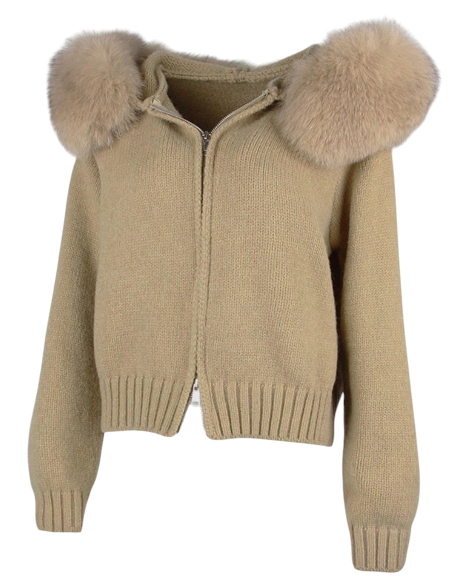 Strickhoodie 'Zip' camel