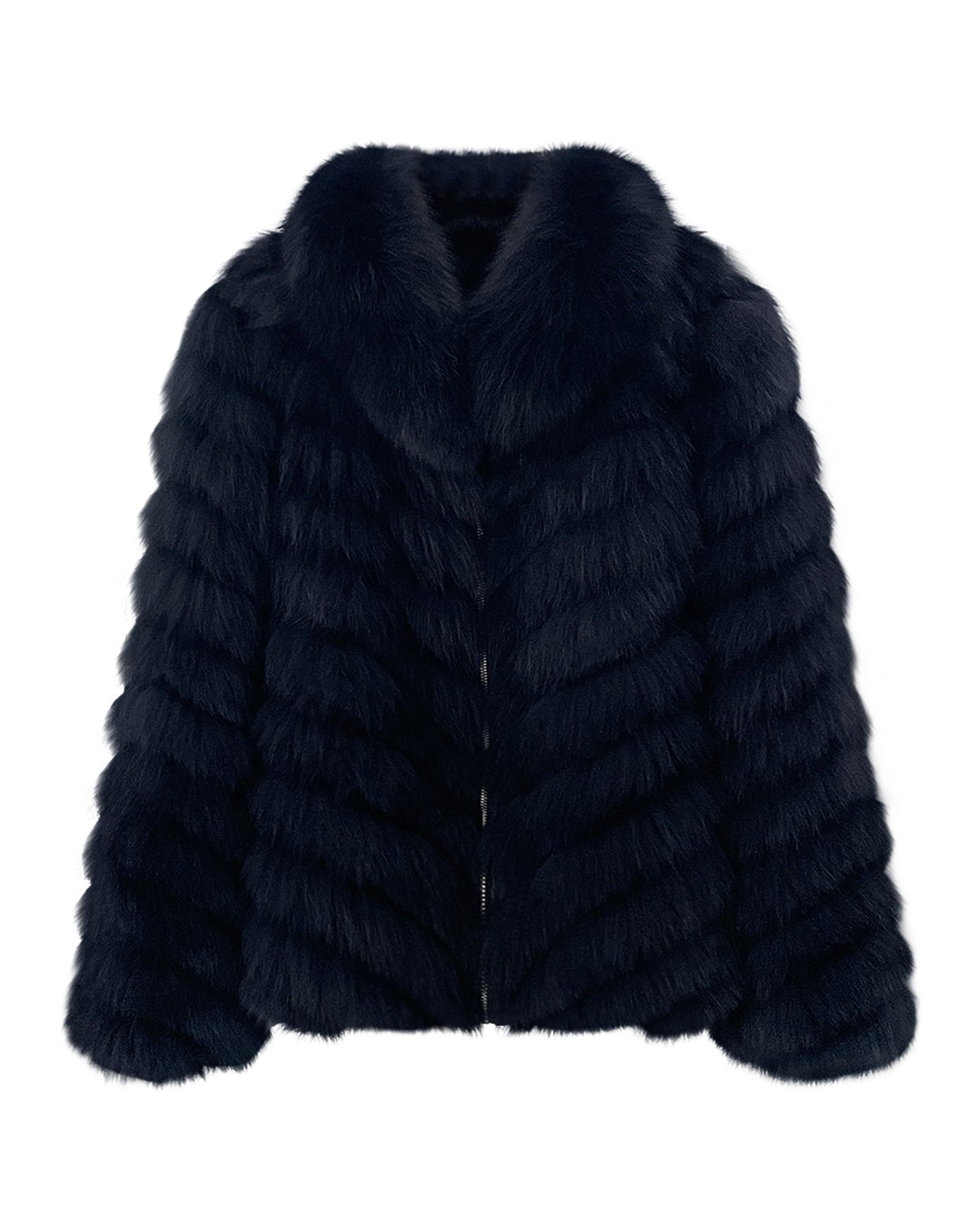 Pelzjacke 'Olivia' in schwarz/blau